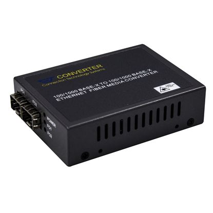 Picture of CTS Dual SFP Media Converter. Supports 100/1000 data rates.