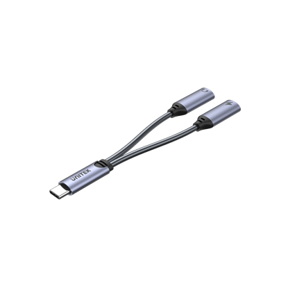 Picture of UNITEK 2-in-1 USB-C to USB-C Headset Jack & Charging Connector.