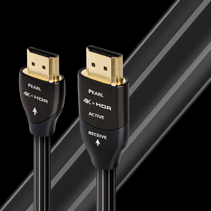 Picture of AUDIOQUEST Pearl 10M active HDMI cable. Long grain copper (LGC)
