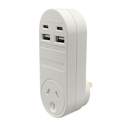 Picture of JACKSON USB 3.4A Wall Charger. Includes 2x USB-A & 2x USB-C Ports