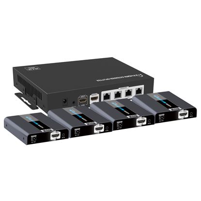 Picture of LENKENG 1-In-4-Out 1080P POE HDMI Extender. 1x HDMI in to 4x RJ45 out