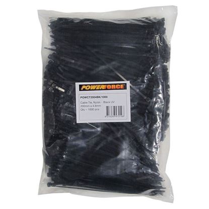 Picture of Powerforce Cable Tie Black 200mm x 4.8mm Nylon UV 1000pk