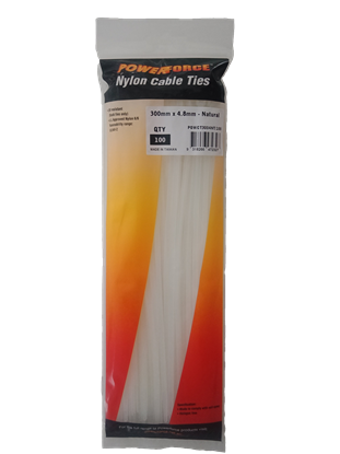 Picture of Powerforce Cable Tie Natural 300mm x 4.8mm Nylon 100pk