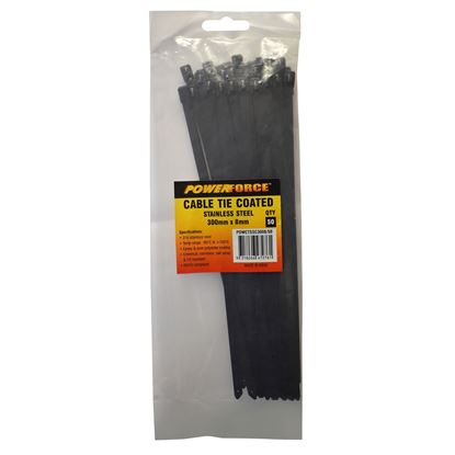 Picture of Powerforce Cable Tie 316SS Coated 300mm x 8mm 50pk