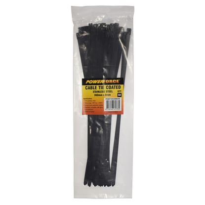Picture of POWERFORCE Cable Tie 316SS Coated 360mm x 8mm Pack of 50. Self