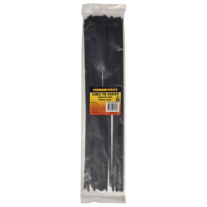 Picture of POWERFORCE Cable Tie 316SS Coated 520mm x 8mm Pack of 50. Self