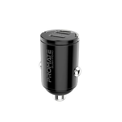 Picture of PROMATE Micro In-Car Phone Charger with 2x USB-C 20W Power Delivery.