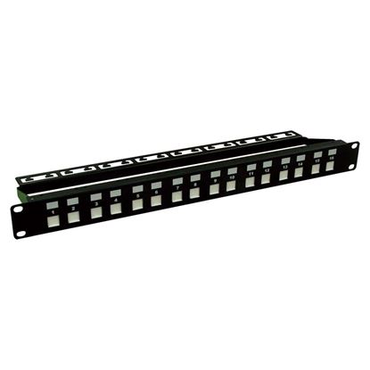 Picture of DYNAMIX 16 Port Unloaded Patch Panel, Shuttered Keystone Inserts,