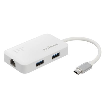 Picture of EDIMAX 2-in-1 USB 3.0 Multi-Port Ethernet Hub with USB-C Connector.