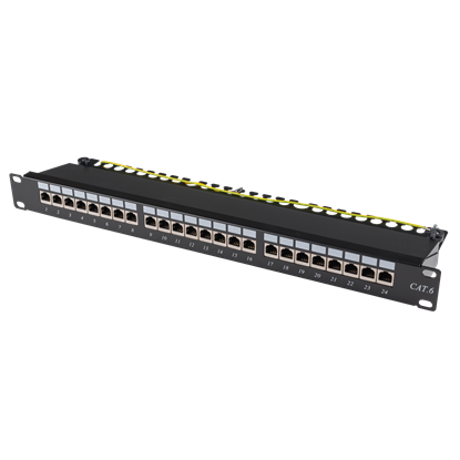 Picture of DYNAMIX 19" Cat6 24-Port RJ45 1U Sheilded Patch Panel.