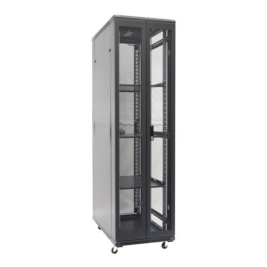 45RU Server Cabinet 800mm Deep (600 x 800 x 2210mm). Includes 3x Fixed Shelves, 4x Fans, 25x Cage Nuts, 4x Castors & 4x Level Feet