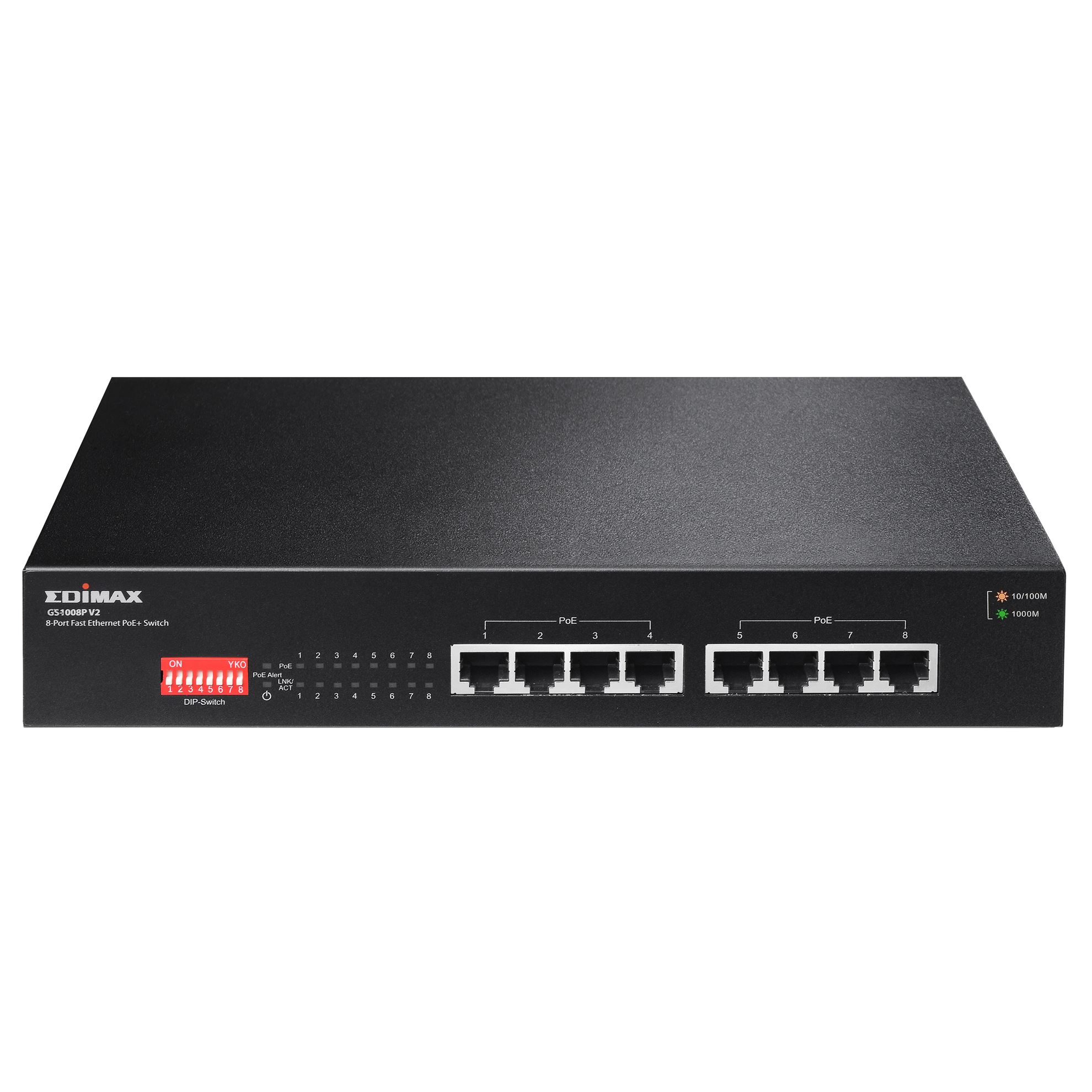 EDIMAX 8 Port 10/100/1000 Gigabit PoE+ Switch with DIP Switch.
