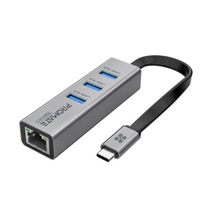 Picture of PROMATE Multi-Port Hub with Ethernet Port & USB-C Connector.