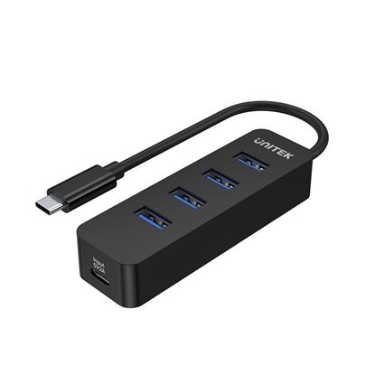 Picture of UNITEK USB 3.0 4-Port Hub with USB-C Connector Cable.