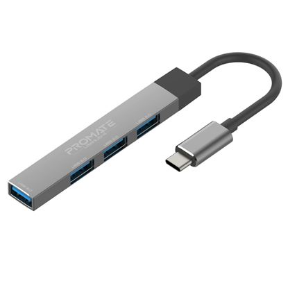 Picture of PROMATE 4-in-1 Ultra-Slim Multi Port Hub. Includes USB-C & USB-A