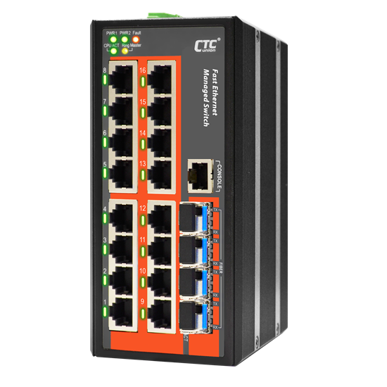 Picture of CTC UNION 16 Port Fast Ethernet Managed Switch.-10~60C.