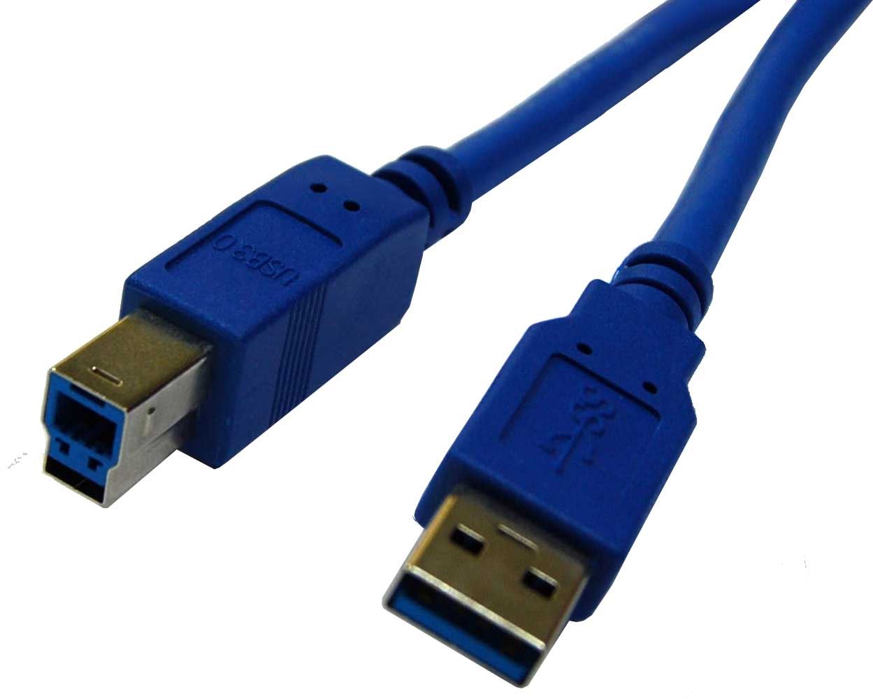 2M USB3.0 Type A Male to Type B Male Cable. Colour Blue