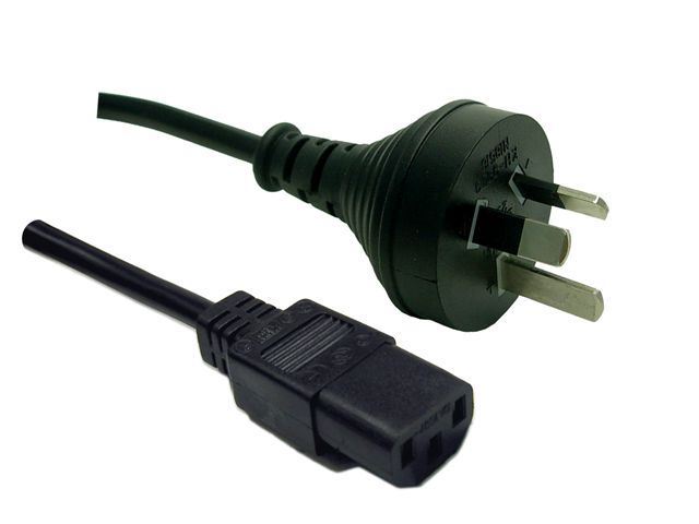 1.8M 3-Pin Plug to IEC Female Plug 10A, SAA Approved Power Cord. 1.0mm copper core. BLACK Colour.