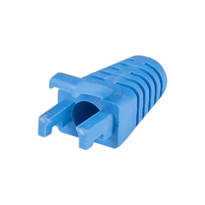 Picture of DYNAMIX BLUE RJ45 Strain Relief Boot - Slimline with Clip Protector