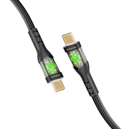 Picture of PROMATE 1.2m USB-C to USB-C Cable with Transparent Connectors & LED's