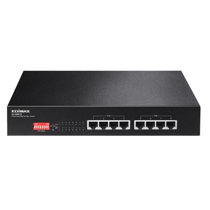 Picture of EDIMAX 8 Port 10/100 Fast Ethernet PoE+ Switch with DIP Switch.