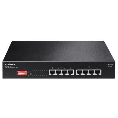 Picture of EDIMAX 8 Port 10/100/1000 Gigabit PoE+ Switch with DIP Switch.