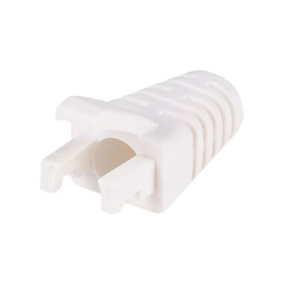 Picture of DYNAMIX WHITE RJ45 Strain Relief Boot - Slimline with Clip Protector