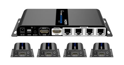 Picture of LENKENG 1-In-4-Out 1080P HDMI Extender. 1x HDMI in, 1x HDMI out,