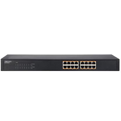 Picture of EDGECORE 16 Port Gigabit Unmanaged PoE Switch. Power Budget: 300W.
