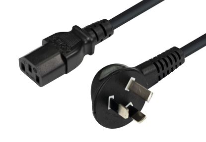 Picture of DYNAMIX 2M Flat Head 3-Pin to C13 Female Connector 7.5A SAA Approved