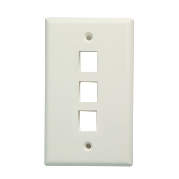 Picture of DYNAMIX Triple Port Face Plate for RJ45 110 Keystone Jacks.