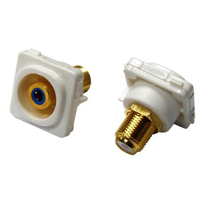 Picture of AMDEX Blue RCA to F Connector. Gold Plated