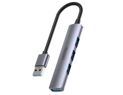 Picture of UNITEK 4-in-1 USB Multi-port Ultra Slim Hub with USB-A Connector.