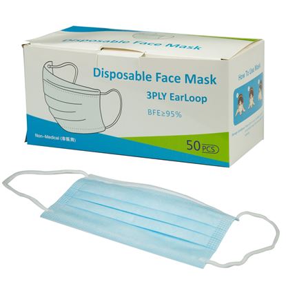 Picture of Disposable 3PLY Face Mask - 50pcs Earloop with Adjustable Nose Bridge