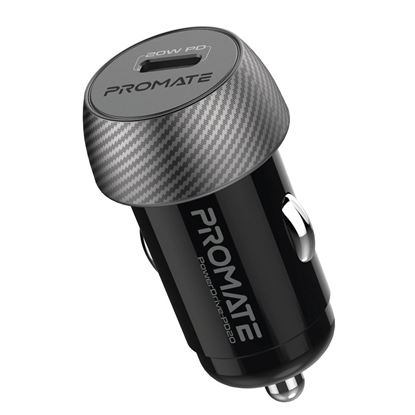 Picture of PROMATE 20W PD Mini In-Car Phone & Device Charger with 1x USB-C Port.