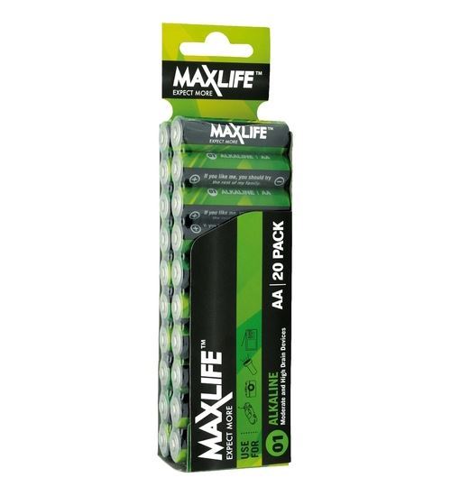 Picture of MAXLIFE AA Alkaline Battery 20 Pack Long Lasting Alkaline Formula.