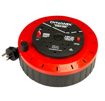 Picture of DYNAMIX 5M 4-Way 10A Cable Reel Cassette with DP Switch (on/off).