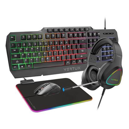Picture of VERTUX 4-in-1 Gaming Starter Kit. Includes Backlit Wired Gaming