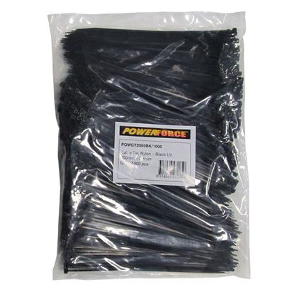Picture of POWERFORCE Cable Tie Black UV 200mm x 2.8mm Weather Resistant Nylon.