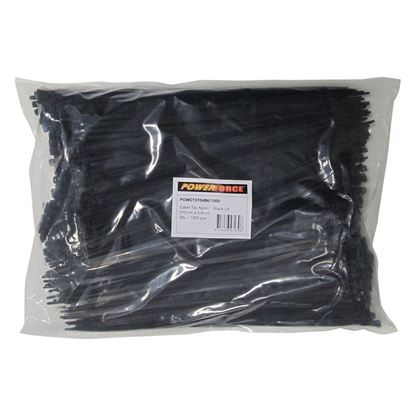 Picture of POWERFORCE Cable Tie Black UV 370mm x 4.8mm Weather Resistant Nylon.