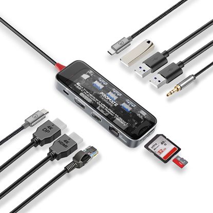 Picture of PROMATE 11-in-1 USB Multi-Port Hub with USB-C Connector. Includes 100W
