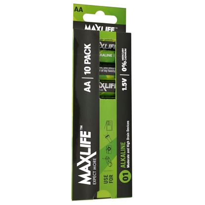 Picture of MAXLIFE AA Alkaline Battery 10 Pack Long Lasting Alkaline Formula.