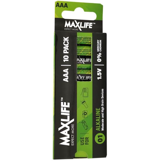 Picture of MAXLIFE AA A Alkaline Battery 10 Pack Long Lasting Alkaline Formula.