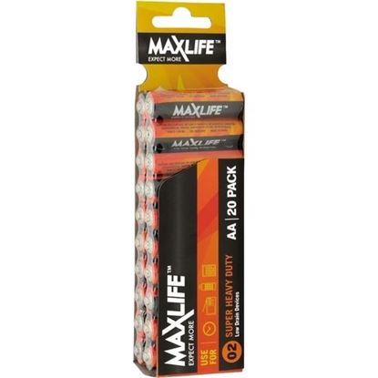 Picture of MAXLIFE AA Super Heavy Duty Battery 20 Pack Long Lasting Carbon