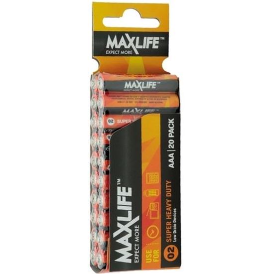 Picture of MAXLIFE AAA Super Heavy Duty Battery 20 Pack Long Lasting Carbon