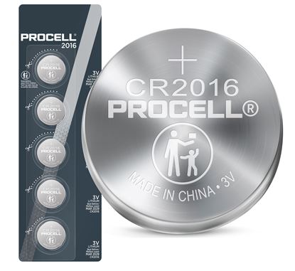 Picture of PROCELL Lithium CR2016 Coin Battery. Box of 20 (4x Strips of 5)