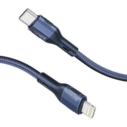 Picture of PROMATE 1.2m 27W PD USB-C to Lightning Tough-Built Cable.