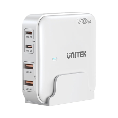 Picture of UNITEK 70W Desktop GaN Charging Station with 2x USB-C PD Ports & 2x