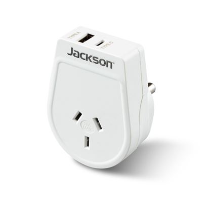 Picture of JACKSON Slim Outbound Travel Adaptor 1x USB-A and 1x USB-C