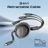 Picture of PROMATE 1.1m 3in1 Ultra-Fast USB-C Retractable Multi-Connector Cable.